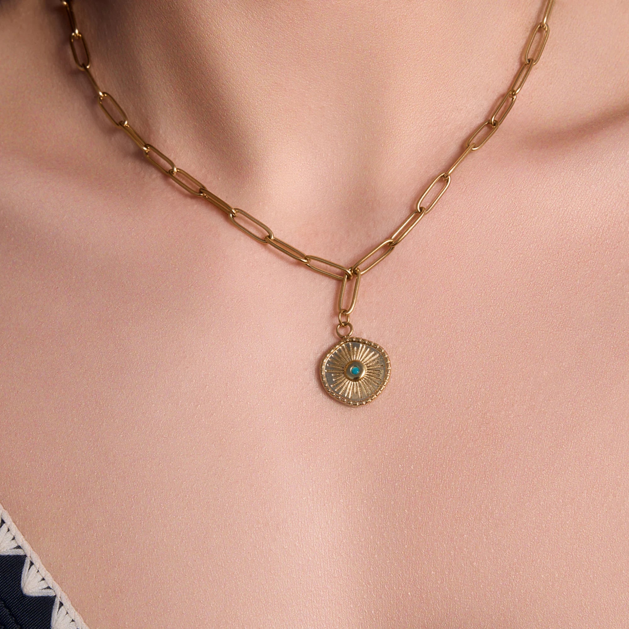 Golden Sunburst Stainless Steel Necklace
