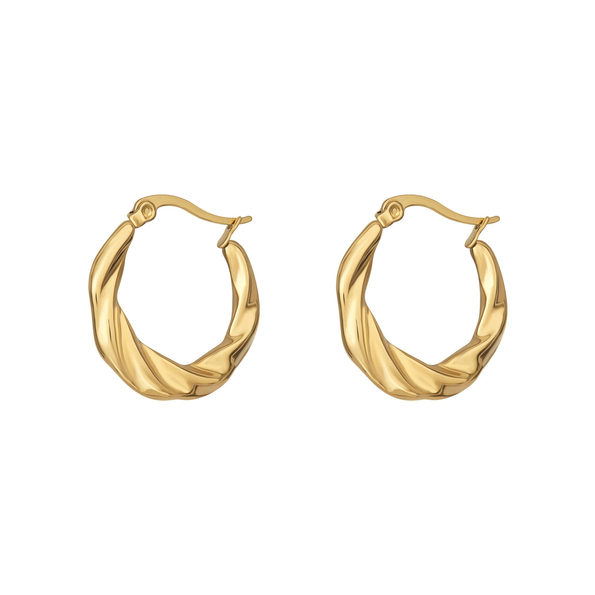 Gold Twist Stainless Steel Hoop Earrings