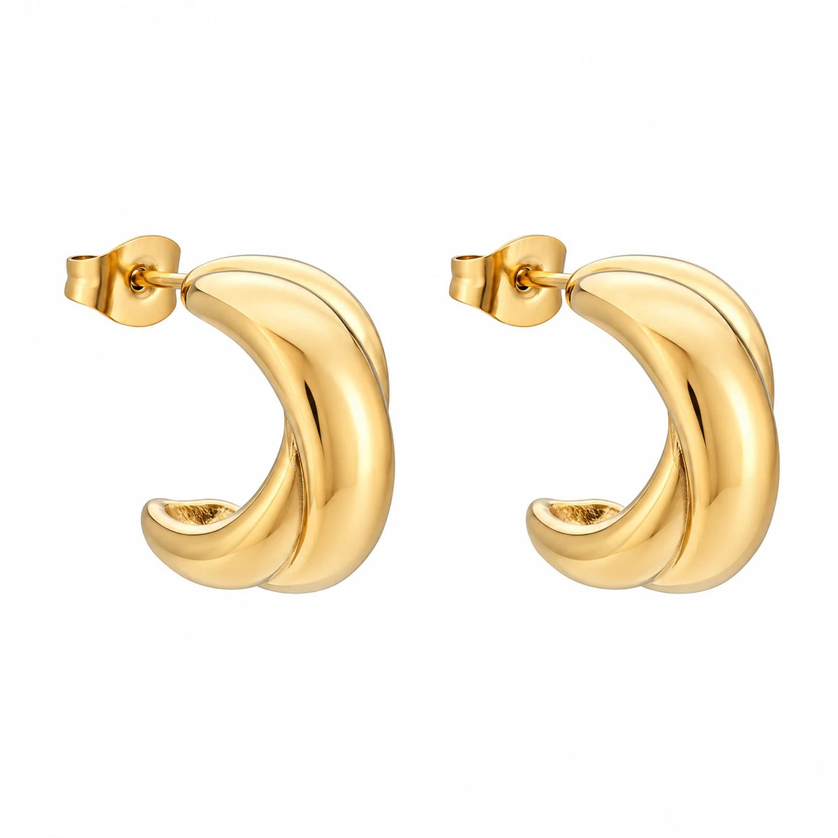 Golden Helix Stainless Steel Hoops