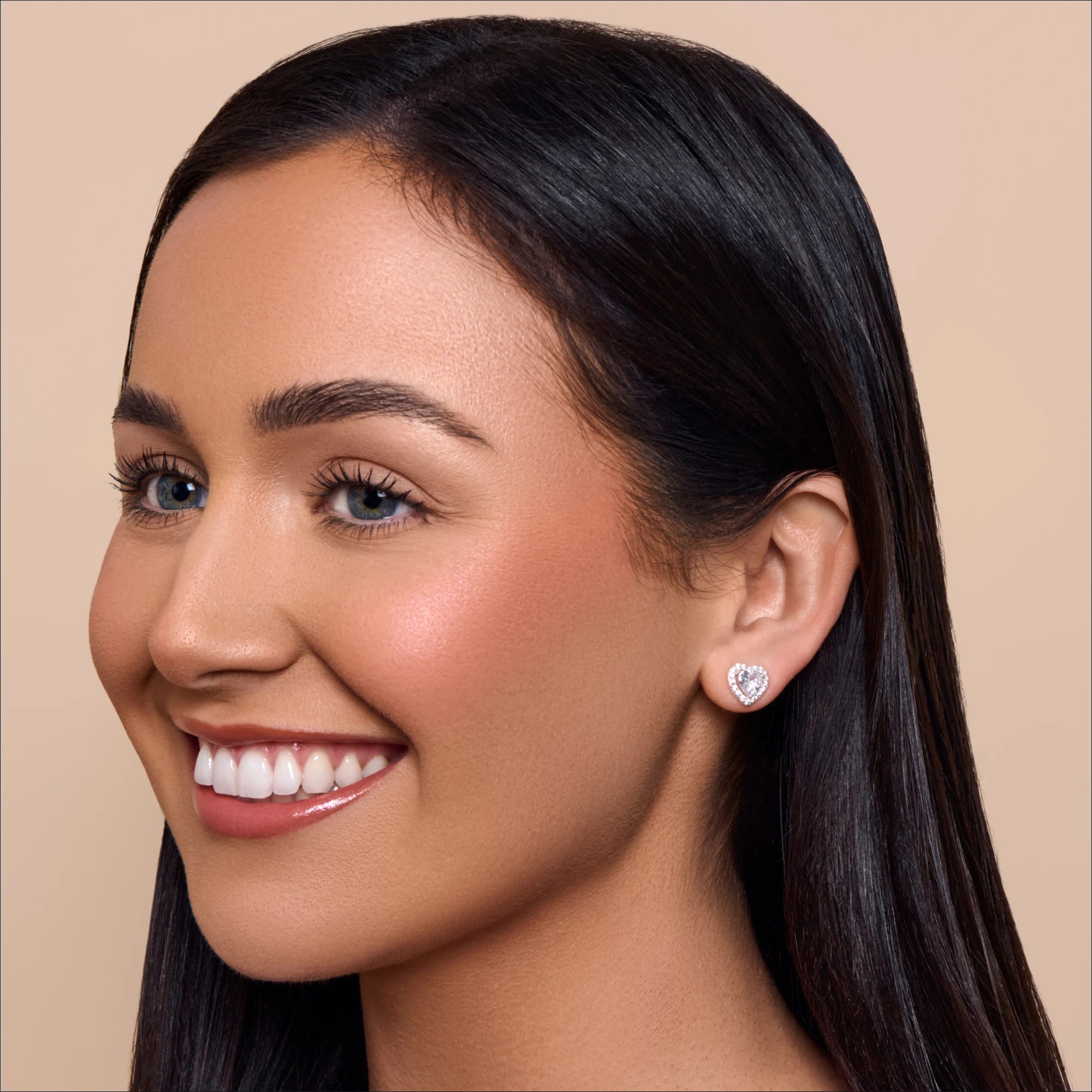 CZ Heart Stud Earrings