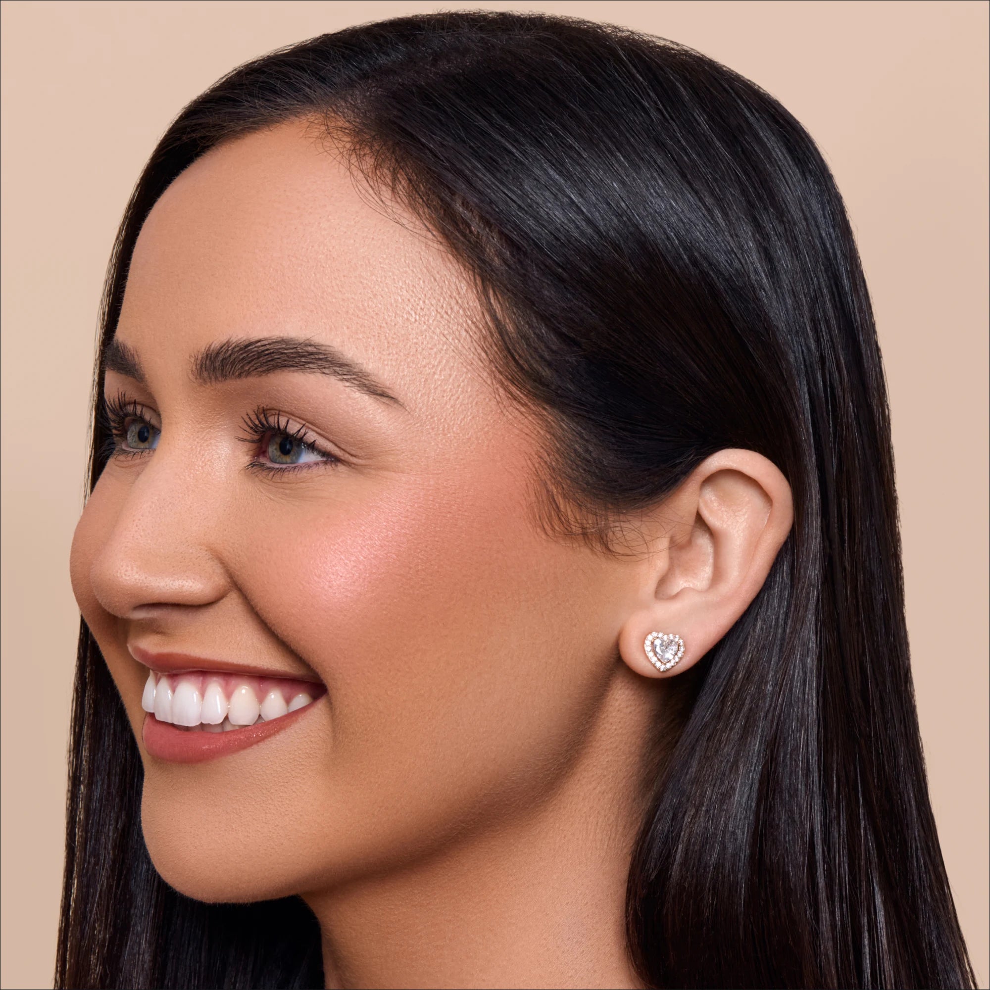 CZ Heart Stud Earrings