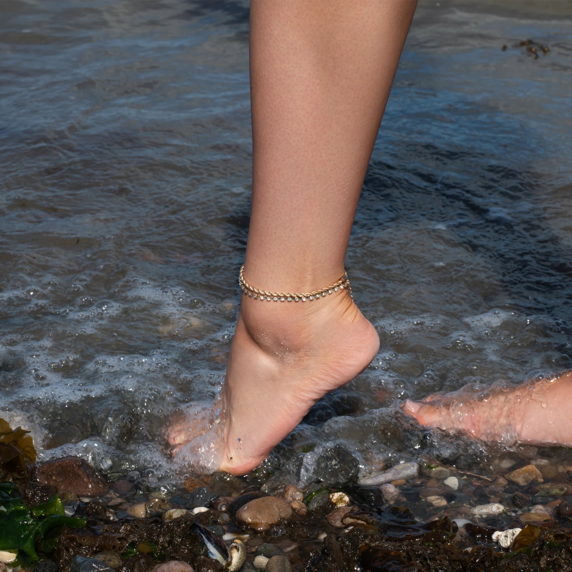 Golden Paradise Stainless Steel Anklet Set