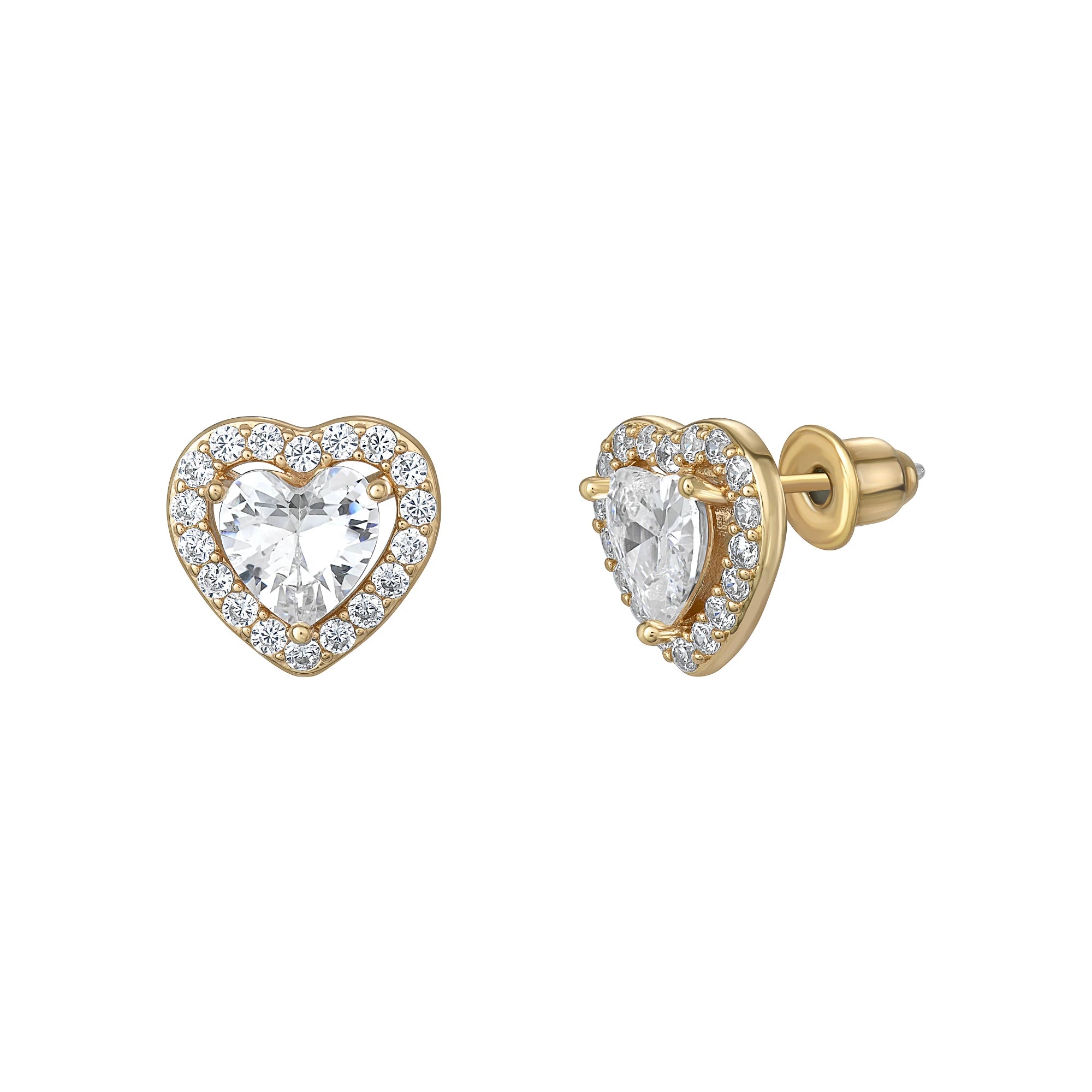 CZ Heart Stud Earrings