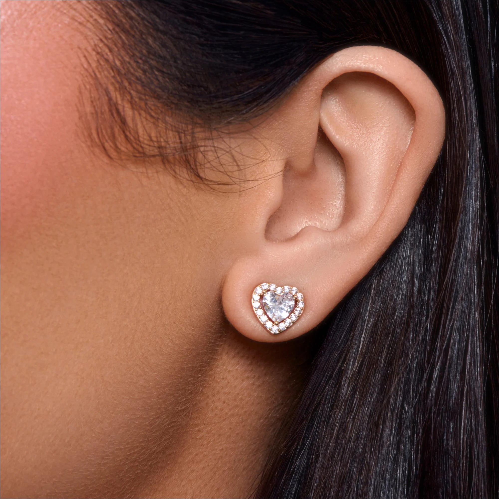 CZ Heart Stud Earrings