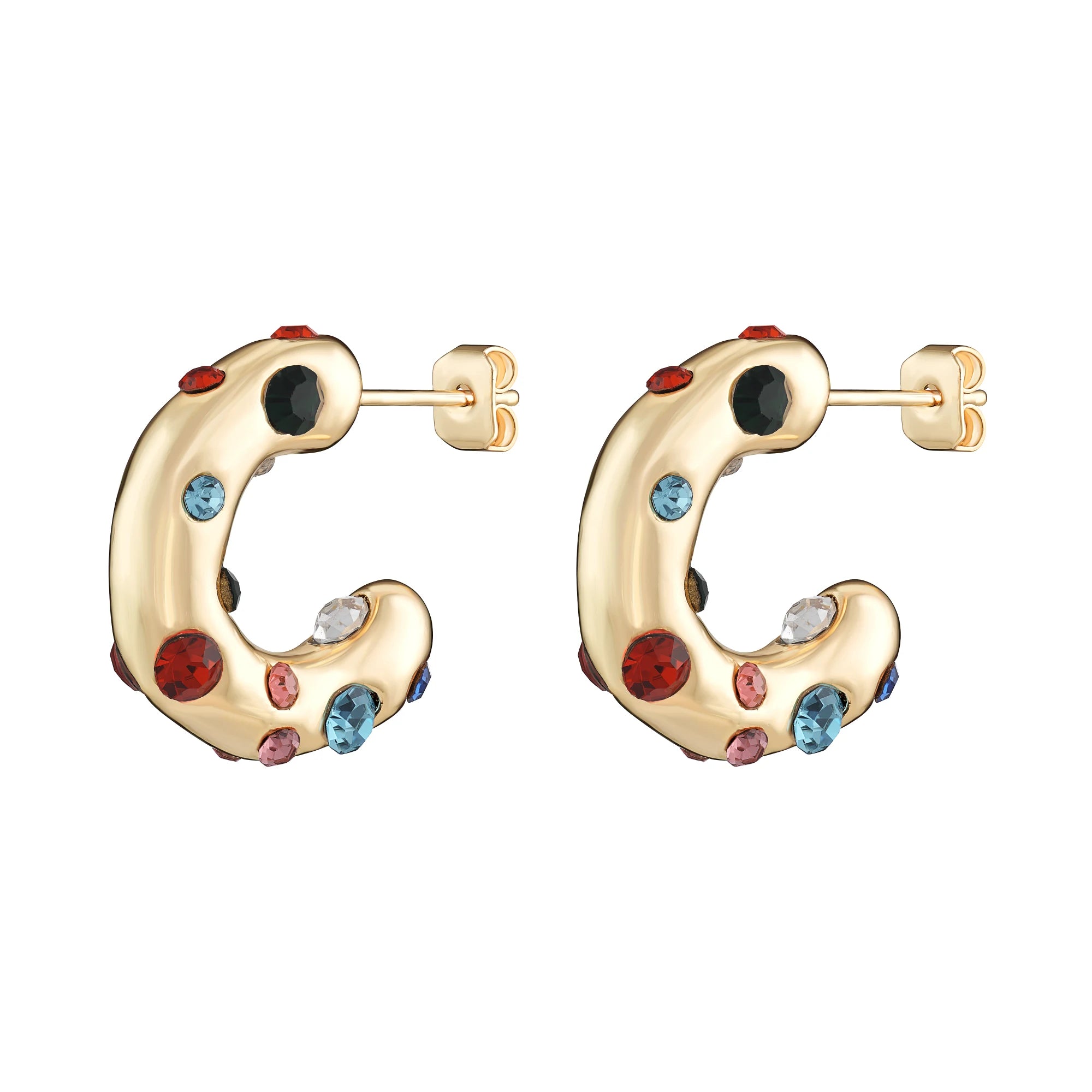 Cluster Rainbow Stainless Steel Hoop Earrings