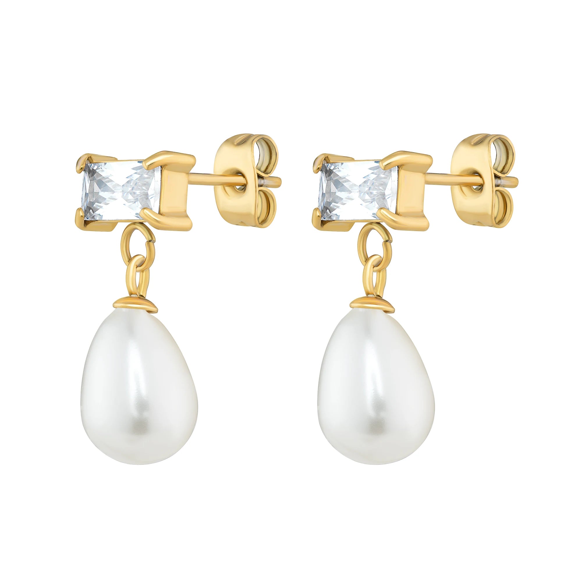 Pearl Drop Stainless Steel Earrings