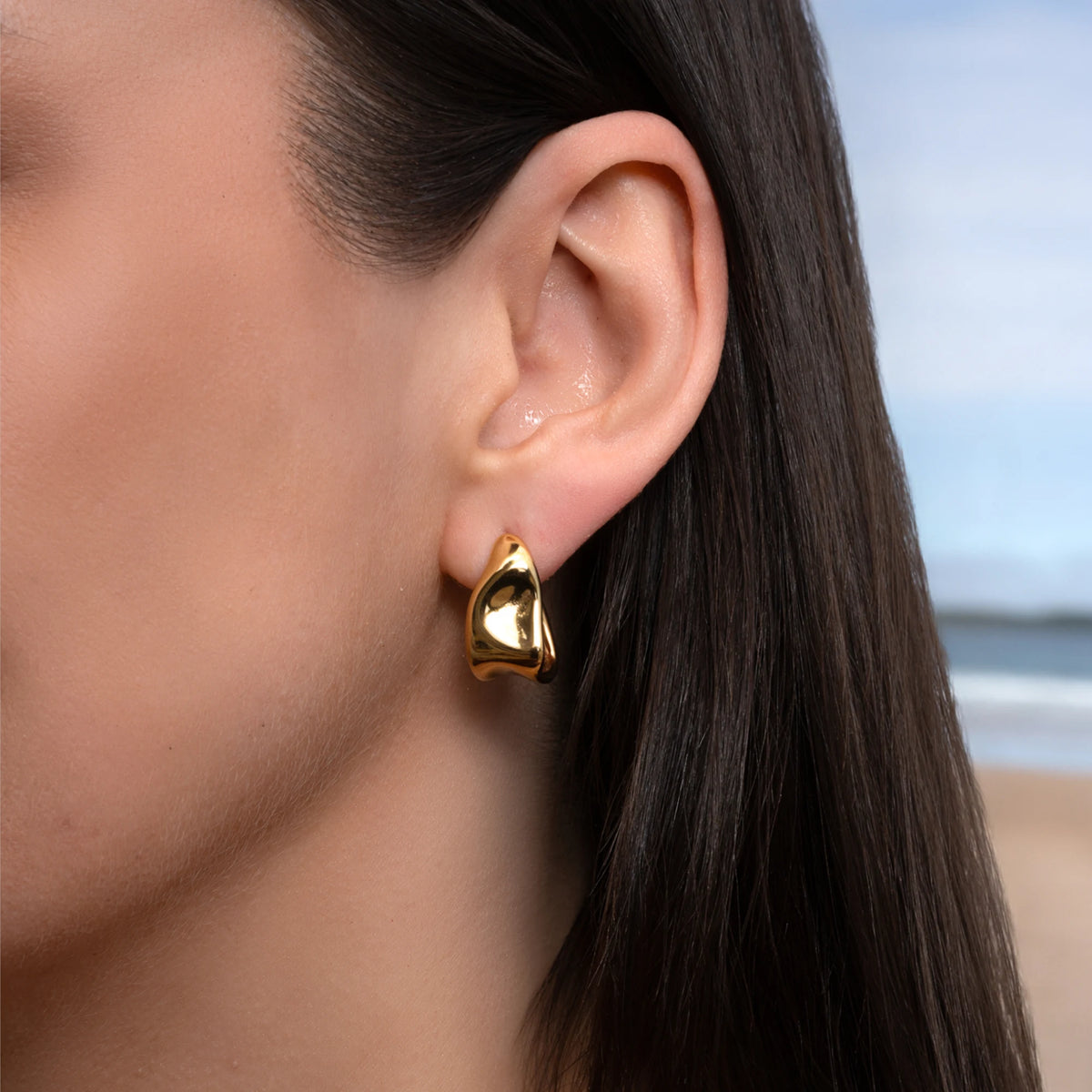 Gold Wave Stainless Steel Hoops