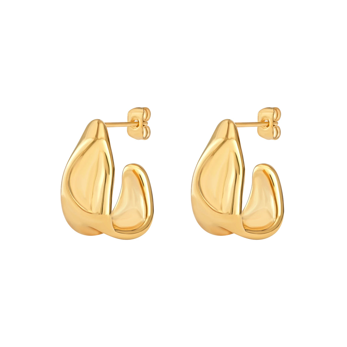 Gold Wave Stainless Steel Hoops