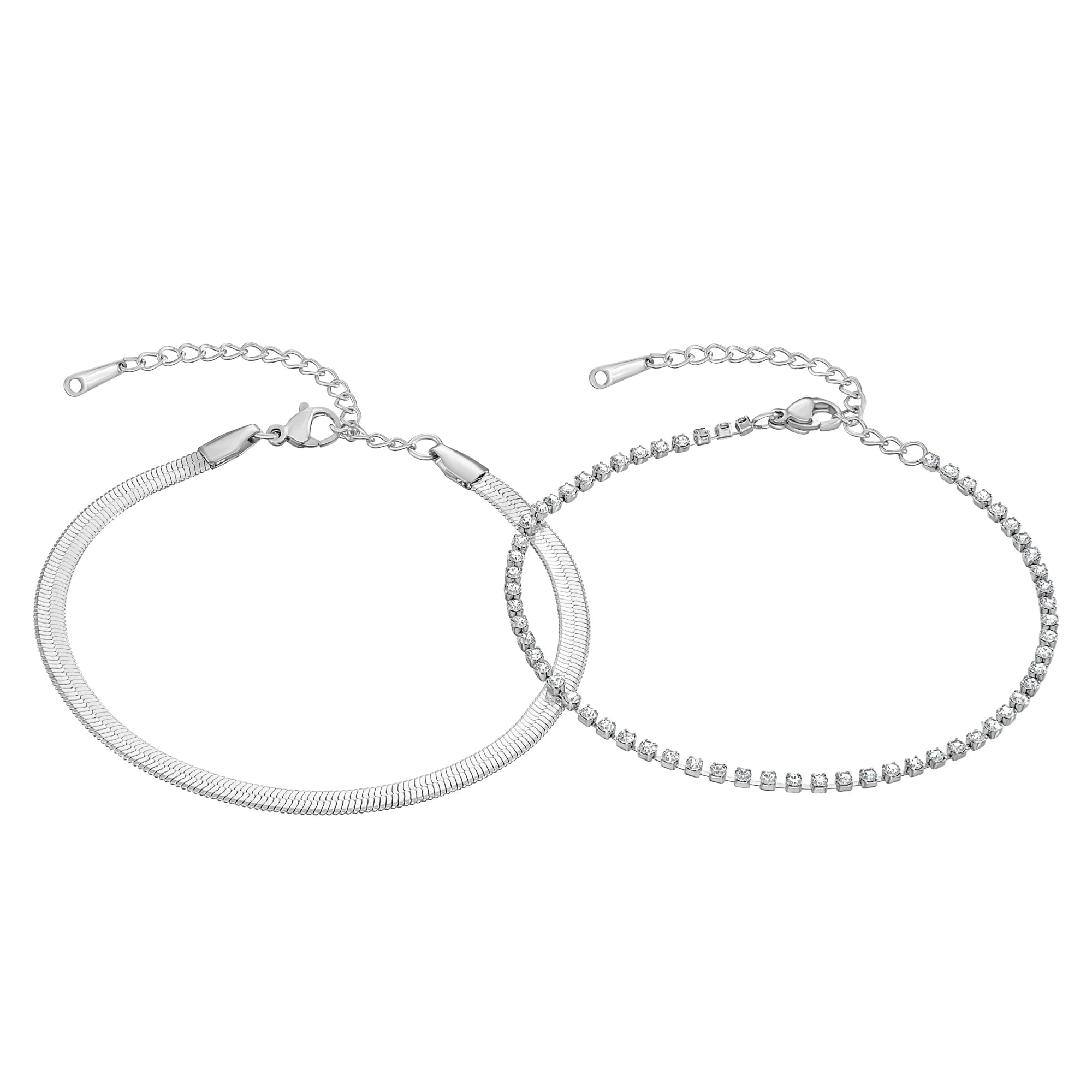 Crystal Cascade Stainless Steel Anklet