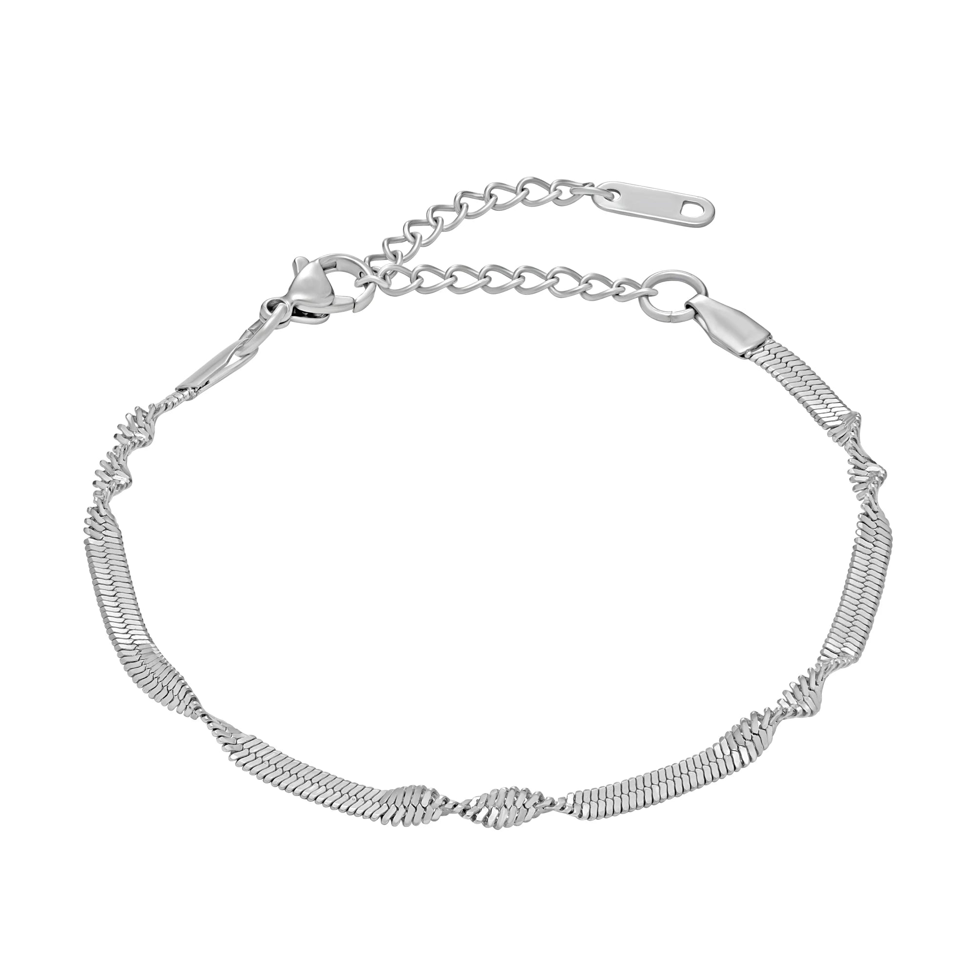 Silver bracelet on a white background